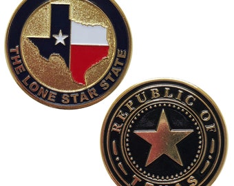 Republic of Texas Challenge Coin – Gold Plated Brass Souvenir