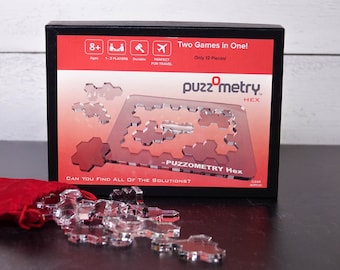 Puzzometry Hex Puzzle – Clear Acrylic Brain Teaser, Handmade