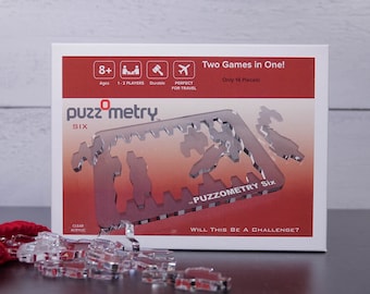 Puzzometry Six Puzzle - Clear Acrylic Brain Teaser, 14 Pieces