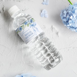 Something Blue Before I Do Water Bottle Label | Blue Floral Hydrangea Bridal Shower | Printable Water Label Sticker | Editable Template