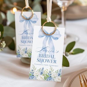 Something Blue Before I Do Favor Tag Template | Blue Floral Hydrangea Bridal Shower | Printable Thank You Tag | Favour Tag Editable Template