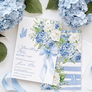 Something Blue Before I Do Bridal Shower Invitation | Blue Floral Hydrangea Invite | Flower Market Bridal Shower | Printable Invite Template