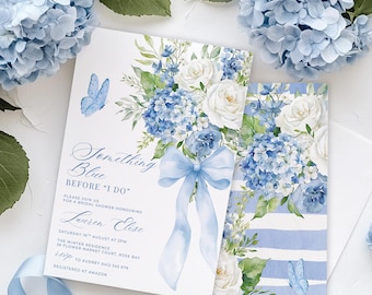 Something Blue Before I Do Bridal Shower Invitation | Blue Floral Hydrangea Invite | Flower Market Bridal Shower | Printable Invite Template