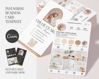 Instagram Business Card | Beauty Business Card | Business Card Editable Template | QR Code Business Card | Canva Template | Gold