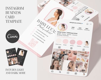 Instagram Business Card | Beauty Business Card | Business Card Editable Template | QR Code Business Card | Canva Template | Blush