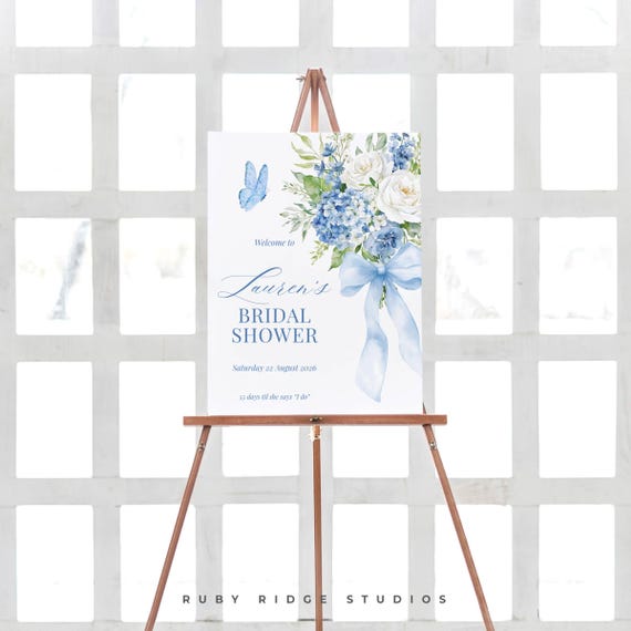 Something Blue Before I Do Bridal Shower Welcome Sign | Blue Floral Bridal Shower Editable Sign | Welcome Sign Printable Template