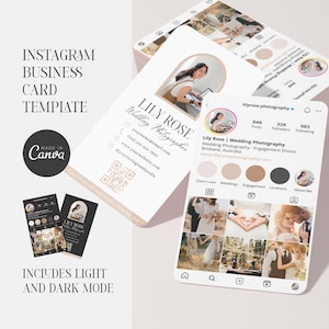 Instagram Business Card | Beauty Business Card | Business Card Editable Template | QR Code Business Card | Canva Template | Neutral Beige