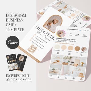 Instagram Business Card | Beauty Business Card | Business Card Editable Template | QR Code Business Card | Canva Template | Gold