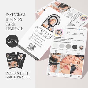 Instagram Business Card | Beauty Business Card | Business Card Editable Template | QR Code Business Card | Canva Template | Black