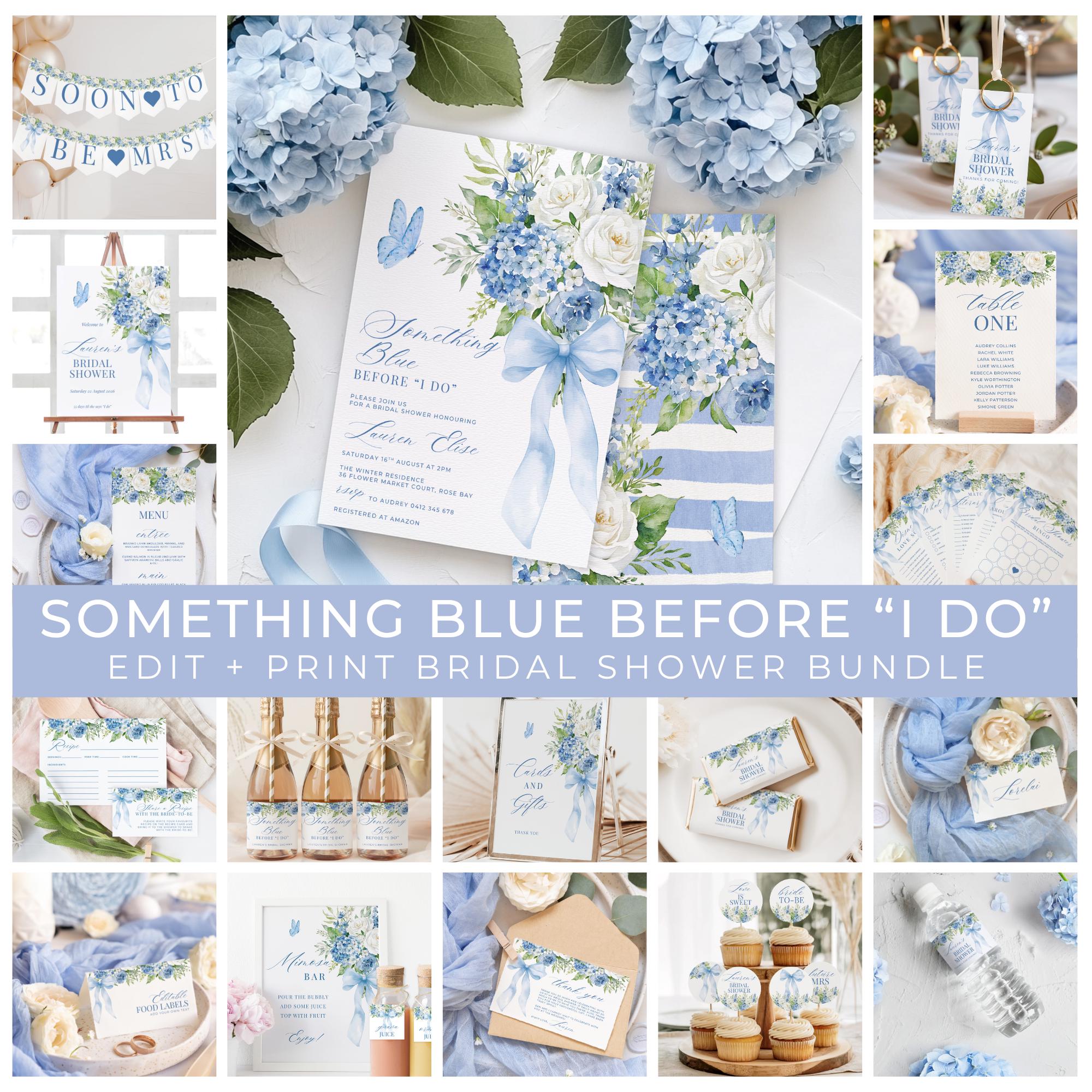 Something Blue Before I Do Banner - Bridal Shower Decorations With Floral Pattern For Wedding Events