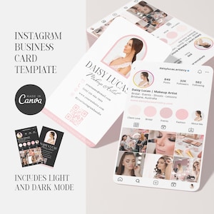 Instagram Business Card | Beauty Business Card | Business Card Editable Template | QR Code Business Card | Canva Template | Blush