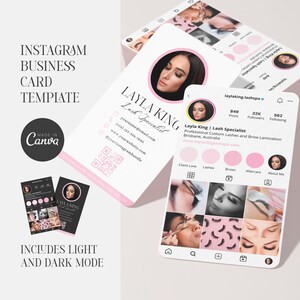 Instagram Business Card | Beauty Business Card | Business Card Editable Template | QR Code Business Card | Canva Template | Pink