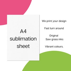 Custom Printed Sublimation A4 sheets with your designs