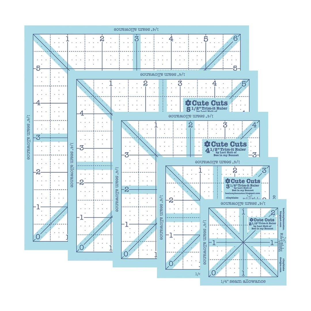 Trim It 5 Square Ruler Pack by Lori Holt Square up Rulers: Riley Blake ...
