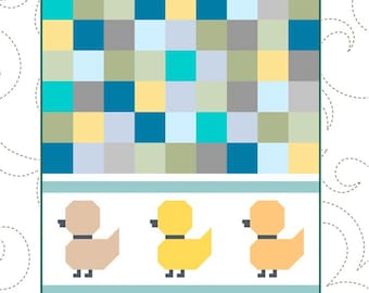 Duckling, Duckling, Go - Baby Quilt Pattern- 36" x 53" - Ziplock Pattern