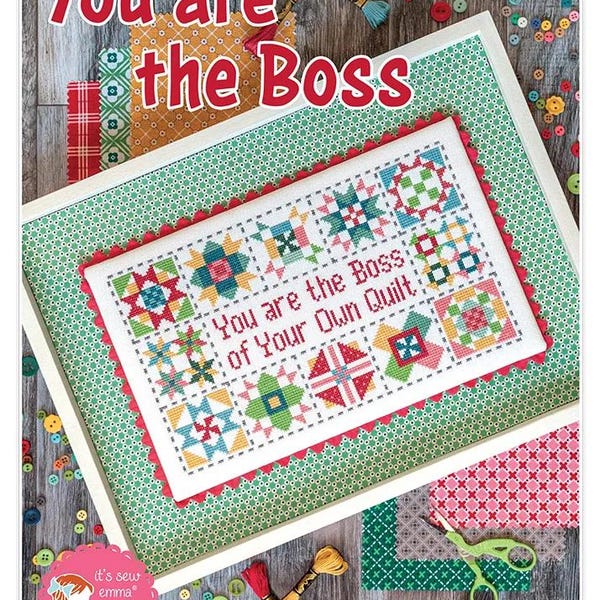 Patrón de punto de cruz de bloque de edredón: Tú eres el jefe Proyecto Lori Holt