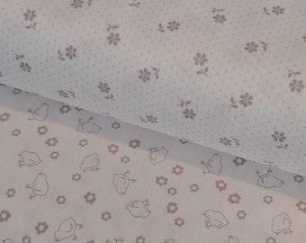 Hush Hush 2 - Yardage of White with soft gray design - by the half yard