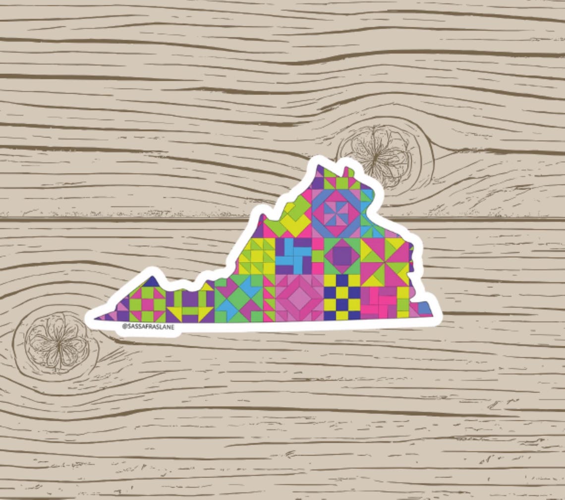 State Patchwork Virginia State Patchwork Vinyl Sticker - Quilt Look Virginia Shape ...