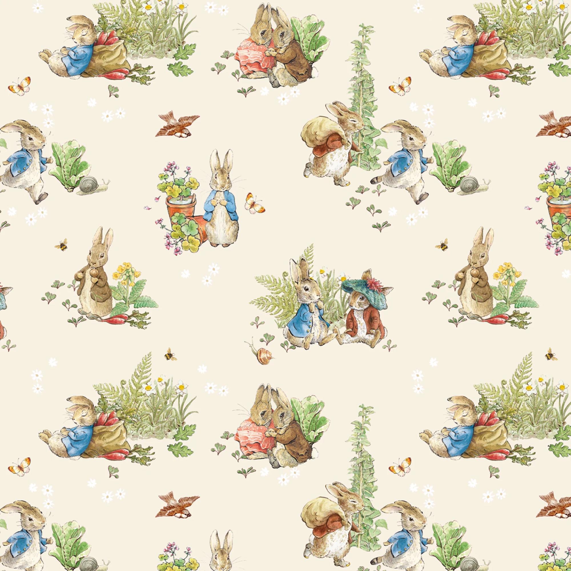 Peter Rabit Bea Peter Rabbit and Benjamin Bunny Licensed Fabric Yardage per 18