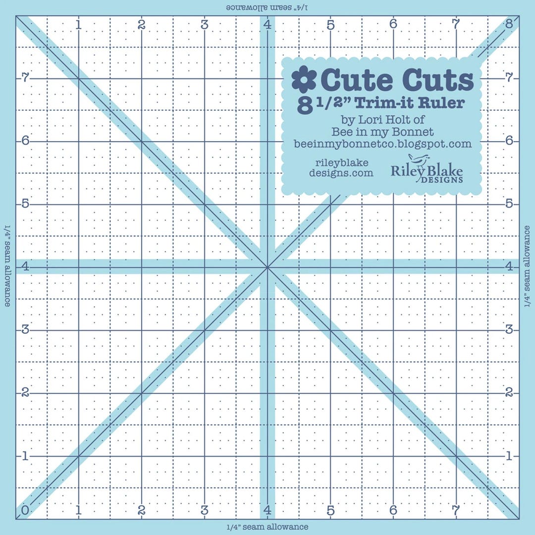 Trim It 8.5 Inch Square Ruler by Lori Holt Square up Ruler: Riley Blake ...