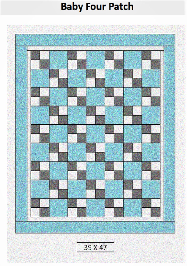 Baby Four Patch Quilt Pattern PDF or Word Download Shop Drawn Pattern