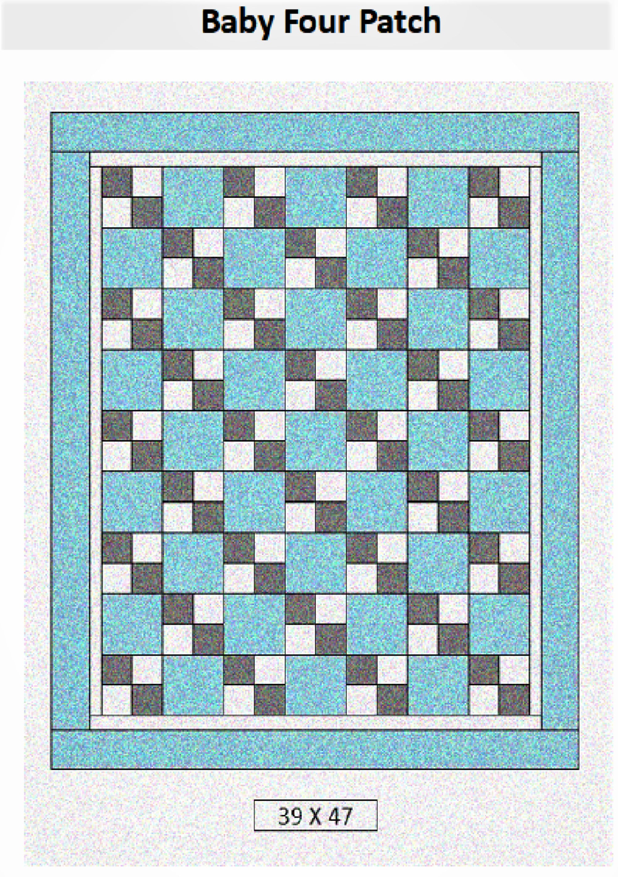 Baby Four Patch Quilt Pattern - PDF or Word Download - Shop Drawn Pattern with easy instructions - Crib Size Quilt Pattern
