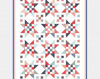 Scrap Jar Stars Paper Pattern by Gigi's Thimble Quilt Patterns - 4 Size Options: Baby, Lap, Twin and Queen.  Fat Quarter or Scrap Friendly