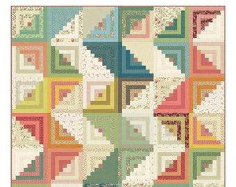 Scrappy Log Cabin Quilt Pattern - Laundry Basket Quilts (Paper Pattern)