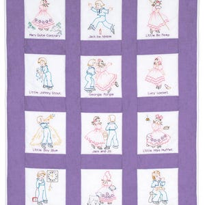 Nursery Rhymes  Pre-Printed Embroidery Quilt Blocks - Jack Dempsey - 12 - 9&quot; Quilt Blocks #300-14