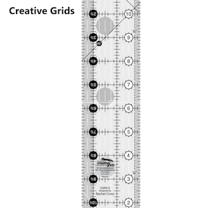 Creative Grids 2 1/2 X 12 1/2" Acrylic Ruler Basic Small Rotary Cutting Ruler Easy to Read Trim Ruler 2.5" x 12.5" Perfect for Rotating Mat