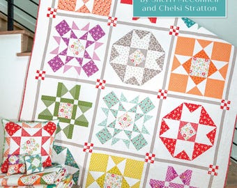 Libro de patrones de colchas Family Favorites Sampler en cuatro tamaños. Regreso a lo básico con Sherri y Chelsi Quilt Book.