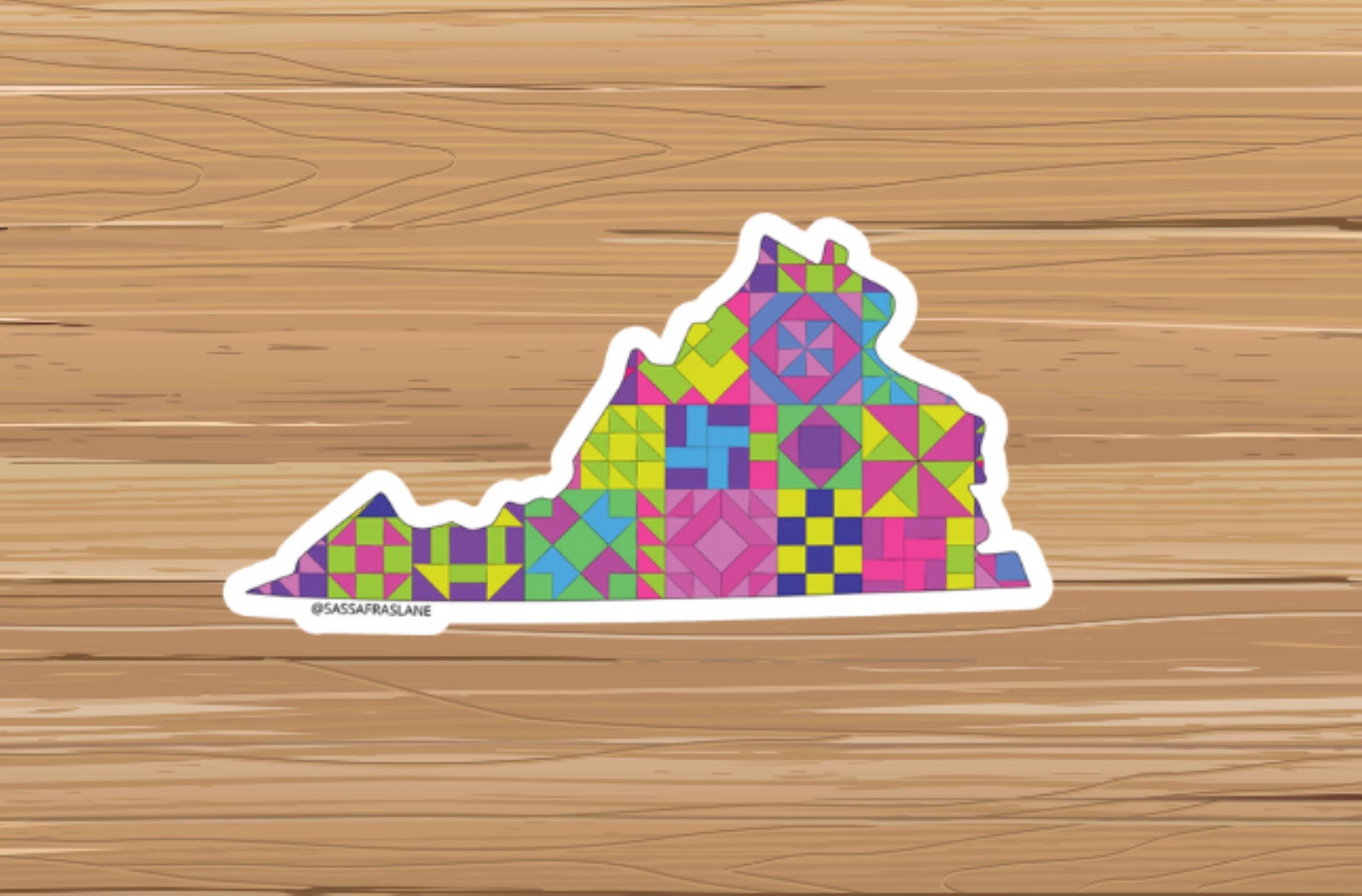 State Patchwork Virginia State Patchwork Vinyl Sticker - Quilt Look Virginia Shape ...