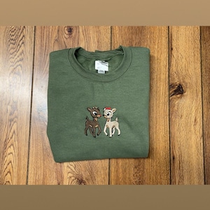 Classic Christmas embroidered sweatshirt-Rudolph & Clarice