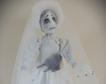 Cloth Art Doll, OOAK 18 inch Ghost Doll from Arley Berryhill's "Dearly Departed" pattern