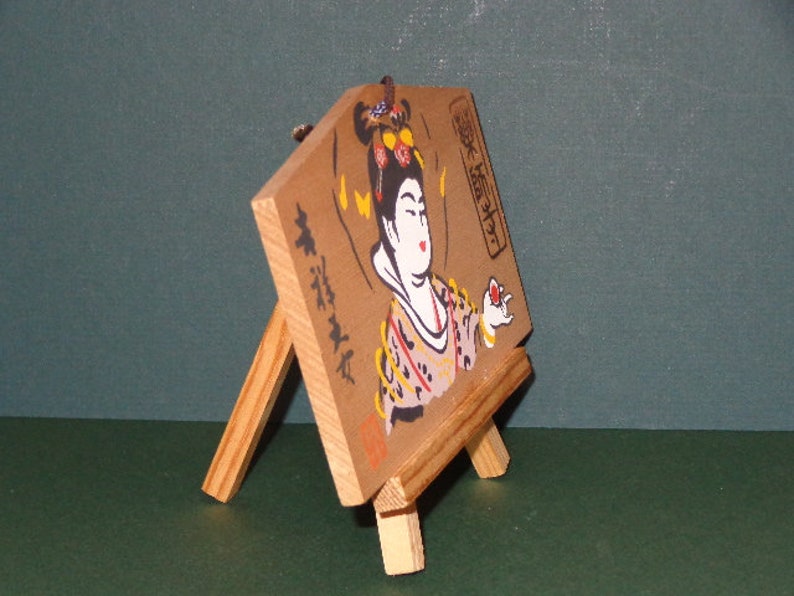 Japanese Vintage Wood Lucky Prayer Board EMA Temple National Treasure Nara