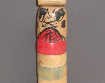 Vintage Japanese Daruma Otoshi Wooden Kokeshi Doll // Block Stack