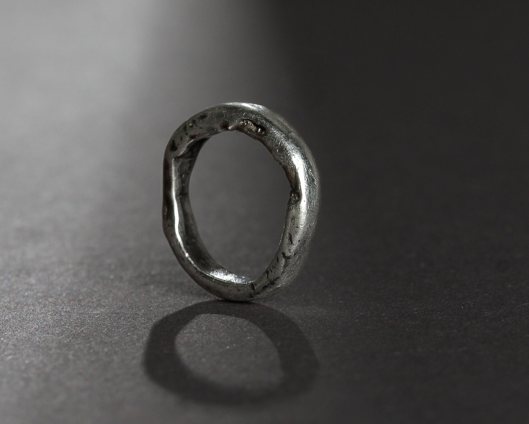 Textured Enso Ring Oxidised Sterling Silver Gift for Birthday Etsy