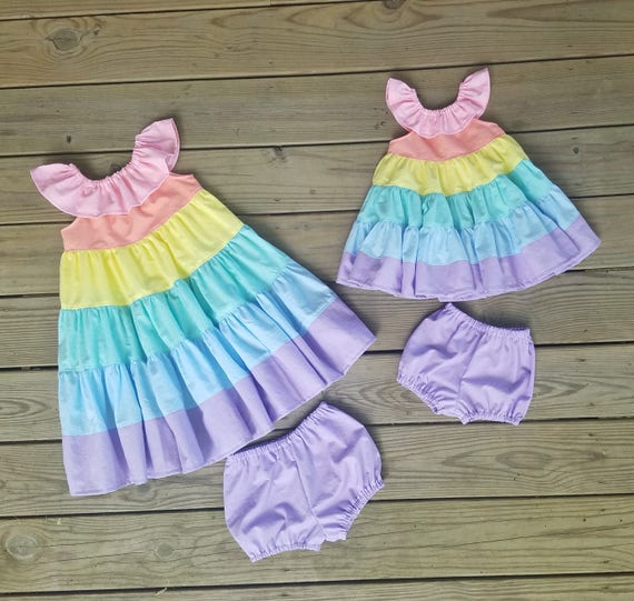 pastel rainbow baby dress