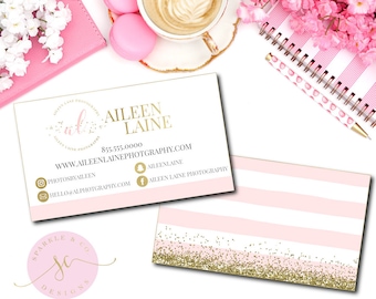 Pink and Gold Business Cards, Photography Business Cards, Glitter Business Cards, Feminine Business Cards, Boutique Business Cards