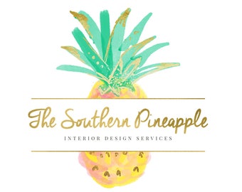 Pineapple Logo, Interior Design Logo, Premade Logo, Blogger Logos, Gold Foil Logo, Influencers, Blog Logo, Southern Logo, Custom Logo, Gold