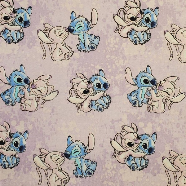 Lilo Stitch and Angel Fabric; 100% Cotton; Lilo and Stitch; By the Fat 1/8, 1/4, 1/2, 3/4 yard, 1 yard;  Ships within 24 hours;