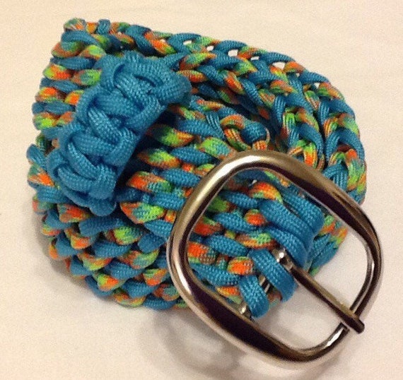 Aqua & Neon 27” Paracord Belt - Etsy display picture 1