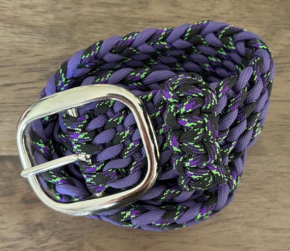 Purple & Black With Neon Green 30” Paracord Belt - Etsy display picture 2