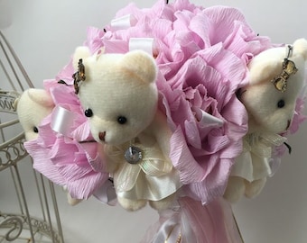 Cute Plush Teddy Bear Bouquet with Ferrero Rocher Candy bouquet Plush Doll Bouquet Cute birthday Gift