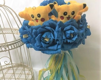 Cute Plush Pikachu Pokemon Bouquet with Ferrero Rocher Candy bouquet Plush Doll Bouquet Cute birthday Gift