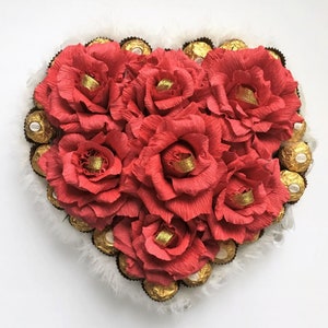 Chocolate Ferrero Rocher Candy Heart Birthday, Wedding, Love, Anniversary Candy arrangement Candy bouquet Candy gift