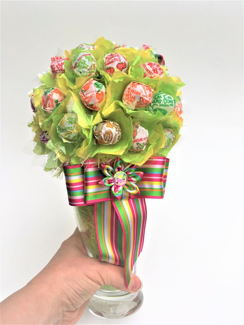 Lollipop Bouquet Lollipop Tree Lollipop Malt Dum-Dums Candy Bouquet Candy arrangement Birthday gift Mother's Day gift Baby Shower gift image 3