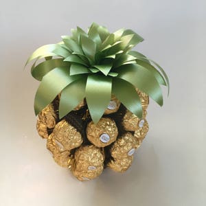 Ferrero Rocher pineapple Gold pineapple Candy pineapple Chocolate Chocolate pineapple arrangement Candy bouquet Holiday gift Tropical Decor image 3