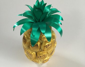 Chocolate pineapple Dove Gold pineapple Candy pineapple Chocolate arrangement Summer gift Candy bouquet Holiday gift Tropical Decor