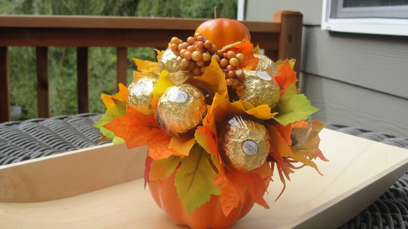 Mini Pumpkin With Ferrero Rocher Chocolate Bouquet Gift for - Etsy